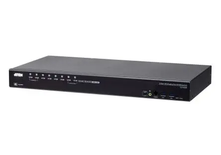 Produktfoto 1 von Aten KVM-Switch 8-Port 10 Videoausgänge DisplayPort 2 Displays USB 3,5-mm-Audiobuchse 4096 x 2160 pixel