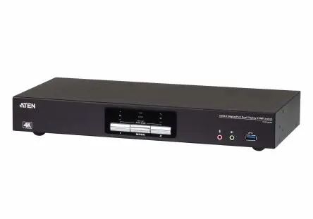 Produktfoto 1 von Aten KVM-Switch 2-Port 6 Videoausgänge DisplayPort 2 Displays USB 3,5-mm-Audiobuchse 4096 x 2160 pixel