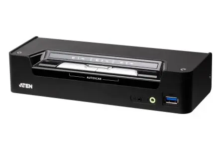 Produktfoto 1 von Aten KVM-Switch 3-Port 3 Videoausgänge DisplayPort 1 Displays USB 3,5-mm-Audiobuchse 4096 x 2160 pixel