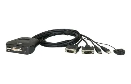 Produktfoto 1 von Aten KVM-Switch 2-Port 3 Videoausgänge DVI-D 1 Displays USB 1920 x 1200 (60 Hz)