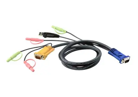 Produktfoto 1 von Aten KVM-Kabel, USB Typ A / Stecker, SPHD 15 / Stecker, Schwarz, 3 m