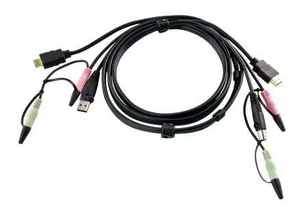 Produktfoto 1 von Aten KVM-Kabel, USB Typ A / Stecker, DisplayPort, DVI, HDMI / Stecker, Schwarz, 1.8 m