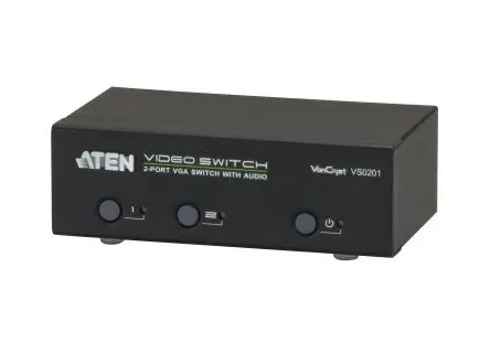 Produktfoto 1 von 2 x Mini-Stereo-Klinkenbuchse (grün) Aten VGA-Schalter HDBaseT 2-Port Schalter, 1920 x 1440 pixel 2 Videoeingänge 1