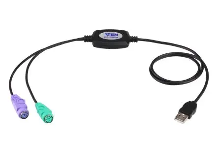 Produktfoto 1 von Aten Adapter USB Typ A 6-polige Buchse, Mini-DIN 1 Schwarz