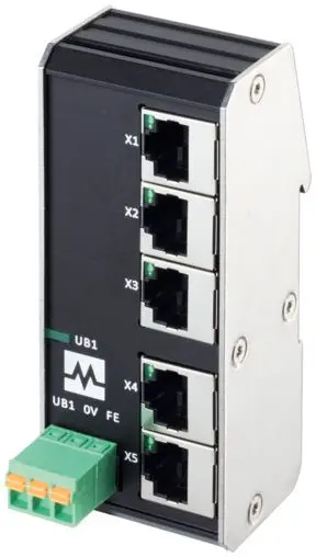 Produktfoto 1 von Murrelektronik Limited 58 Netzwerk-Hub / 100Mbps 5, DIN-Hutschiene, 9 to 36 V dc