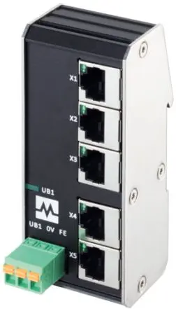 Produktfoto 1 von Murrelektronik Limited 58 Netzwerk-Hub / 100Mbit/s 5, DIN-Hutschiene, 9 to 36 V dc