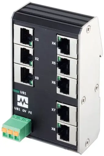 Produktfoto 1 von Murrelektronik Limited 58 Netzwerk-Hub / 100Mbit/s 8, DIN-Hutschiene, 9 to 36 V dc