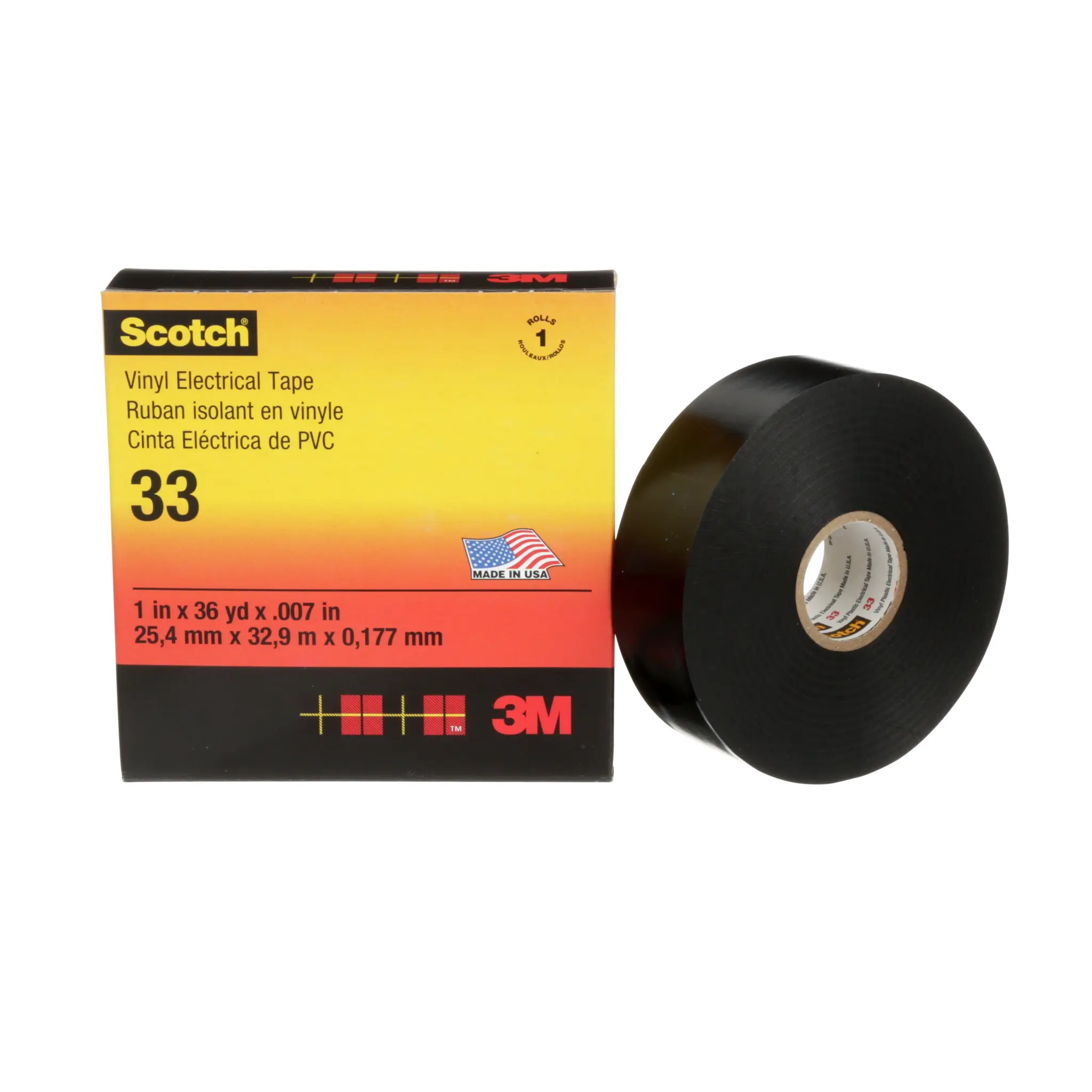 Produktfoto 1 von 3M Scotch Polyvinylchlorid Isolierband Gelb,  Stärke  0.18 mm x 38 mm x 33 m