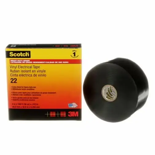 Produktfoto 1 von 3M Scotch Polyvinylchlorid Isolierband Schwarz,  Stärke  0.25 mm x 50 mm x 33 m bis 80 °C