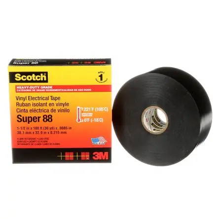 Produktfoto 1 von 3M Scotch Polyvinylchlorid Isolierband Schwarz,  Stärke  0.22 mm x 38mm x 33 m bis 105 °C