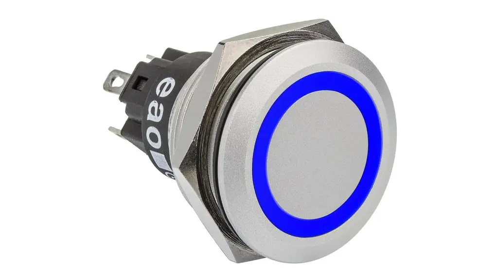 Produktfoto 1 von EAO 82 Druckschalter Blau Beleuchtet Tastend Panel Ø 22 mm, 1 Wechsler / 200mA 24 V dc 24 V ac, IP67