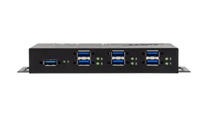 Produktfoto 1 von Exsys, USB 3.2 USB-Hub, 7 USB Ports, USB, Netzteil T: 60 mm H: 178.6 mm B: 25.4mm