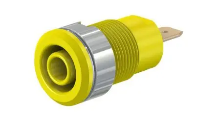 Produktfoto 1 von Staubli 4 mm Buchse Gelb Bananenstecker, Kontakt Nickel, 1kV 24A Stecker