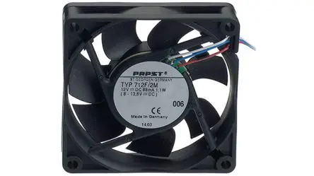 Produktfoto 1 von ebm-papst Axiallüfter, Hülse, 12V dc / 1.7 W 140 mA, 43 m³/h 70 mm 70mm 15 mm