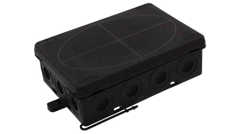 Produktfoto 1 von WISKA KA Polyurethan, Polypropylen Abzweigdose Schwarz IP55, Ø 12 mm Breite 86 mm Höhe 41 mm Länge 125 mm