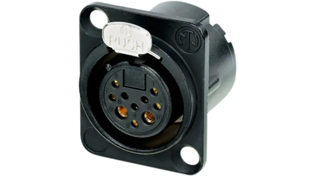 Produktfoto 1 von Neutrik Gerade 10-polig Panel Buchse Gold über Nickel Schwarz XLR-Steckverbinder, 50 V