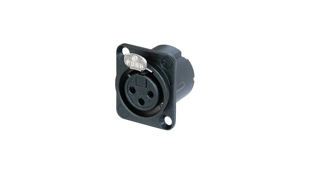 Produktfoto 1 von Neutrik Gerade 3-polig Panel Buchse Gold über Nickel Schwarz XLR-Steckverbinder, 50 V