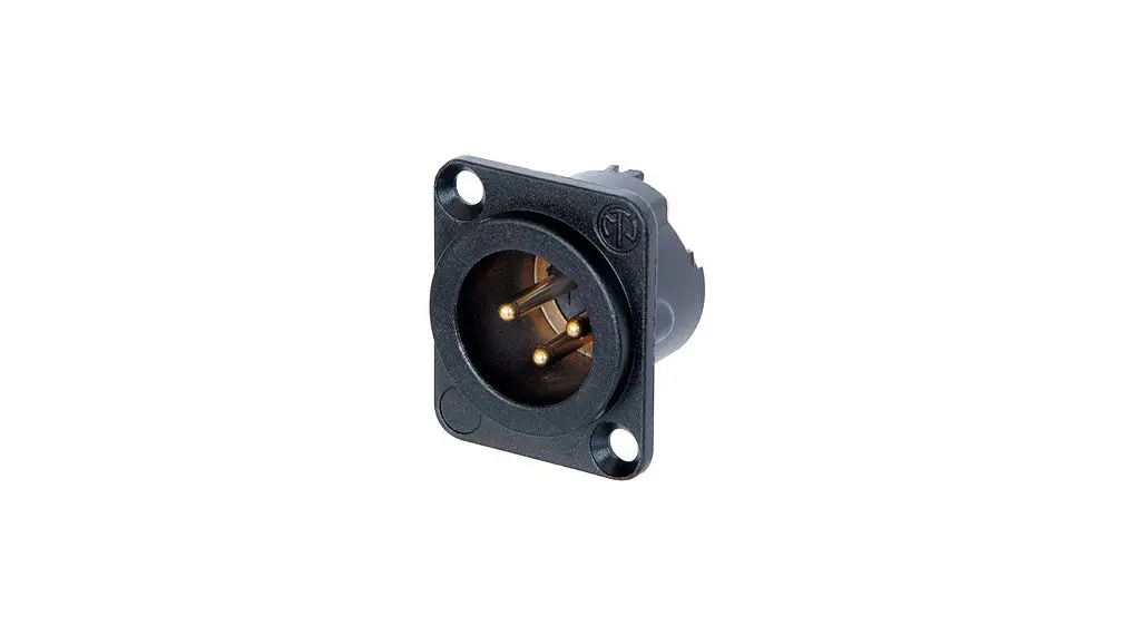 Produktfoto 1 von Neutrik Gerade 3-polig Panel Stecker Gold über Nickel Schwarz XLR-Steckverbinder, 50 V