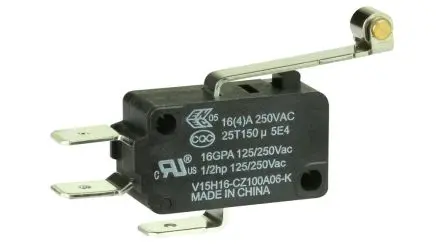 Produktfoto 1 von Honeywell Mikroschalter Rollenhebel lang-Betätiger Schnellverbindung, 1 Wechsler, 250 V ac, 16A 3.92N -25 °C - 105 °C