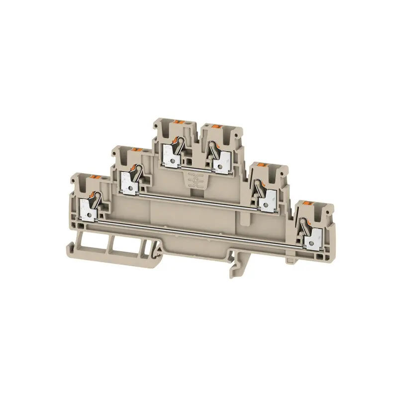 Produktfoto 1 von Weidmüller A3T Mehrstufiger Anschlussklemmenblock 3 Dunkelbeige, 4 mm², 800 V Einsteck-Anschluss IECEx/ATEX