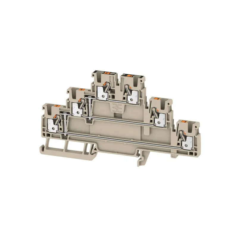 Produktfoto 1 von Weidmüller A3T Mehrstufiger Anschlussklemmenblock 3 Dunkelbeige, 2.5 mm², 800 V Einsteck-Anschluss IECEx/ATEX