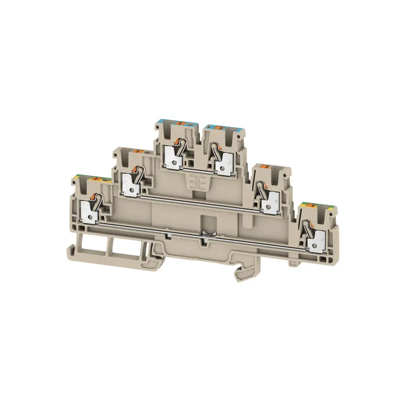 Produktfoto 1 von Weidmüller A3T Mehrstufiger Anschlussklemmenblock 3 Dunkelbeige, 2.5 mm², 800 V Einsteck-Anschluss IECEx/ATEX