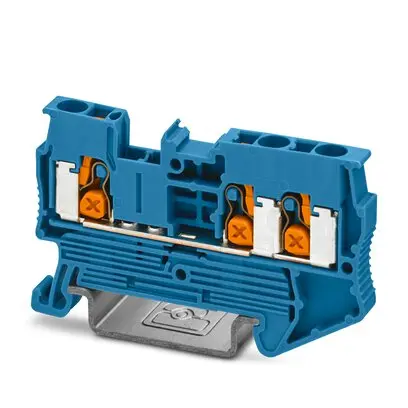 Produktfoto 1 von Phoenix Contact Anschlussklemmenblock für Durchkontaktierung 3 Blau, 2.5 mm², 800 V Einsteck-Anschluss