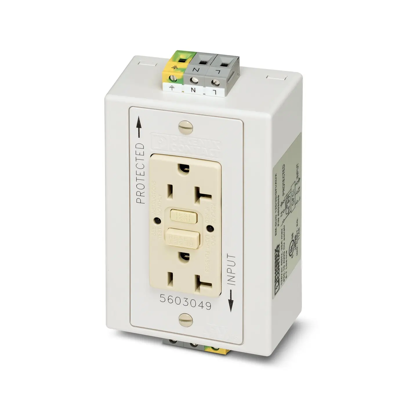 Produktfoto 1 von Phoenix Contact EM-DUO 120/20/GFI/AUX Steckdose Geschaltet Polycarbonat Beige / 20 A