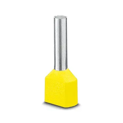 Produktfoto 1 von Phoenix Contact AI-TWIN 2X 6 -14 YE Aderendhülse, Stift ø 4.9 mm, Gelb, Phosphor-desoxidiertes Kupfer, 14 mm, 25 mm,