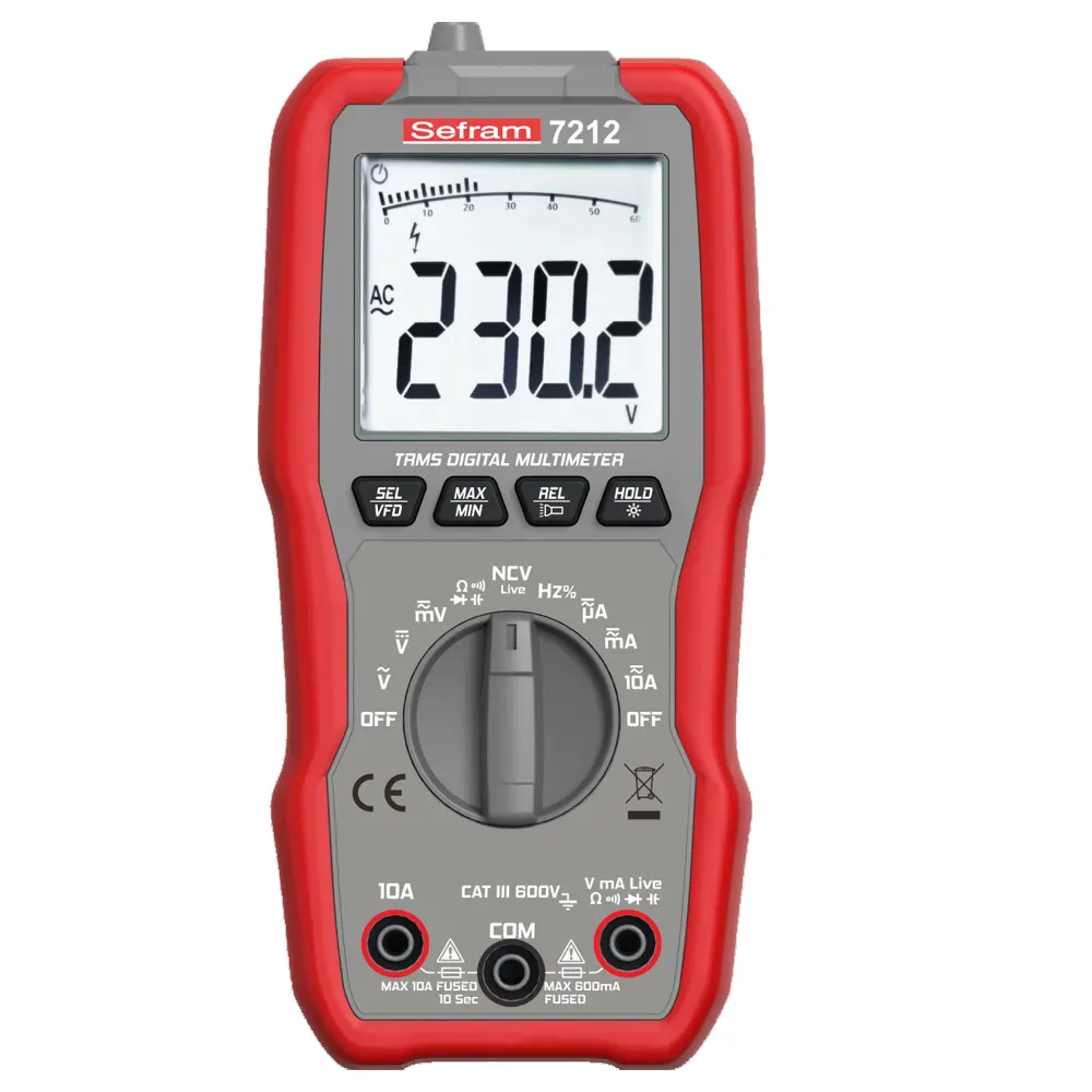 Produktfoto 1 von Sefram SEFRAM7212 SEFRAM7212 Digital LCD Multimeter Echteffektivwert, 600 V CAT III 600 V ac / 10 A 10 A, 60 mΩ