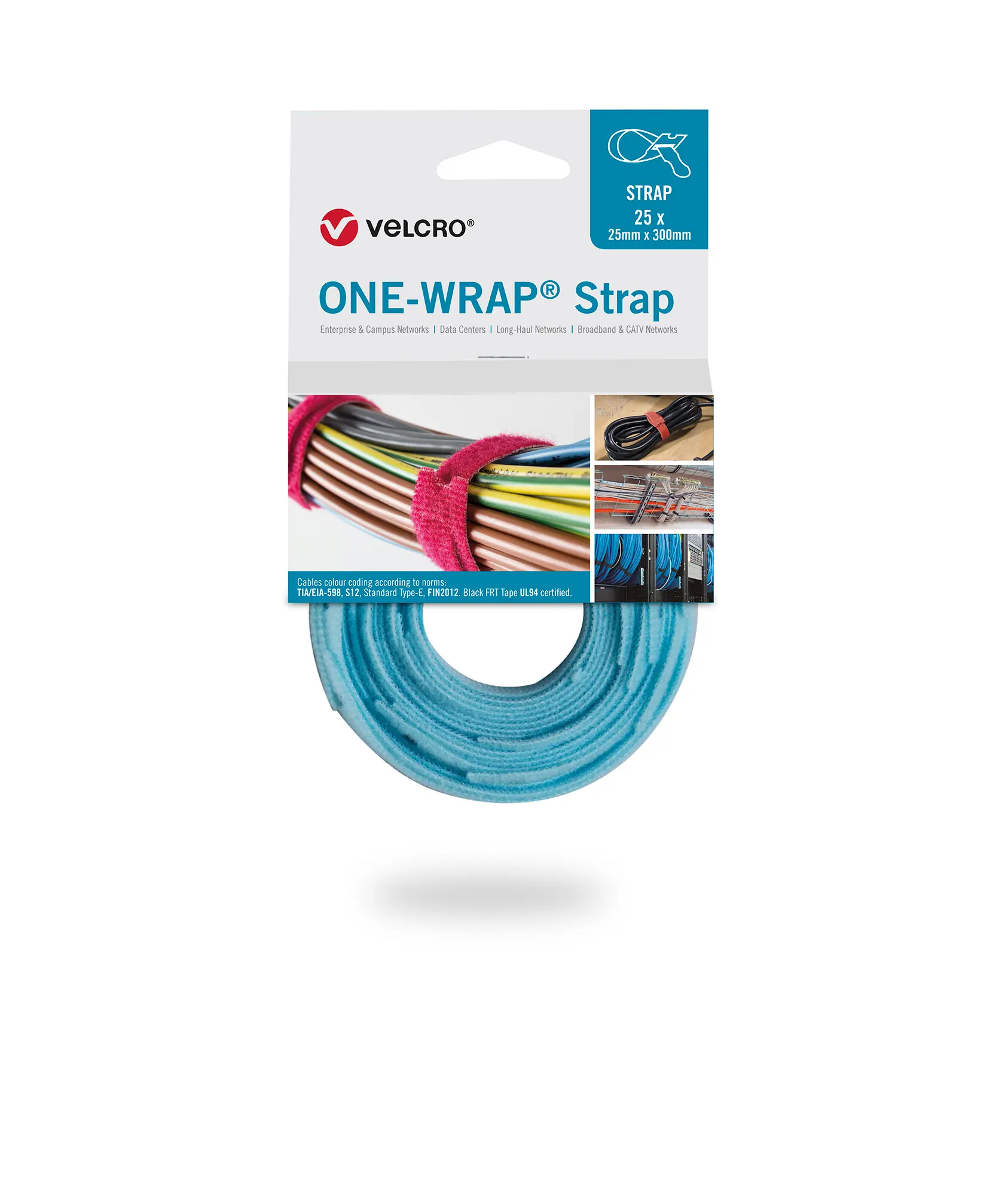 Produktfoto 1 von Velcro Klettverschluss Druckverschluss, 25mm x 300mm, Aqua