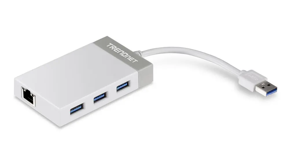 Produktfoto 1 von Trendnet, USB 3.0 USB Hub 3.0, 3 USB Ports, USB A, RJ45, USB-Bus, 92 x 55 x 16mm