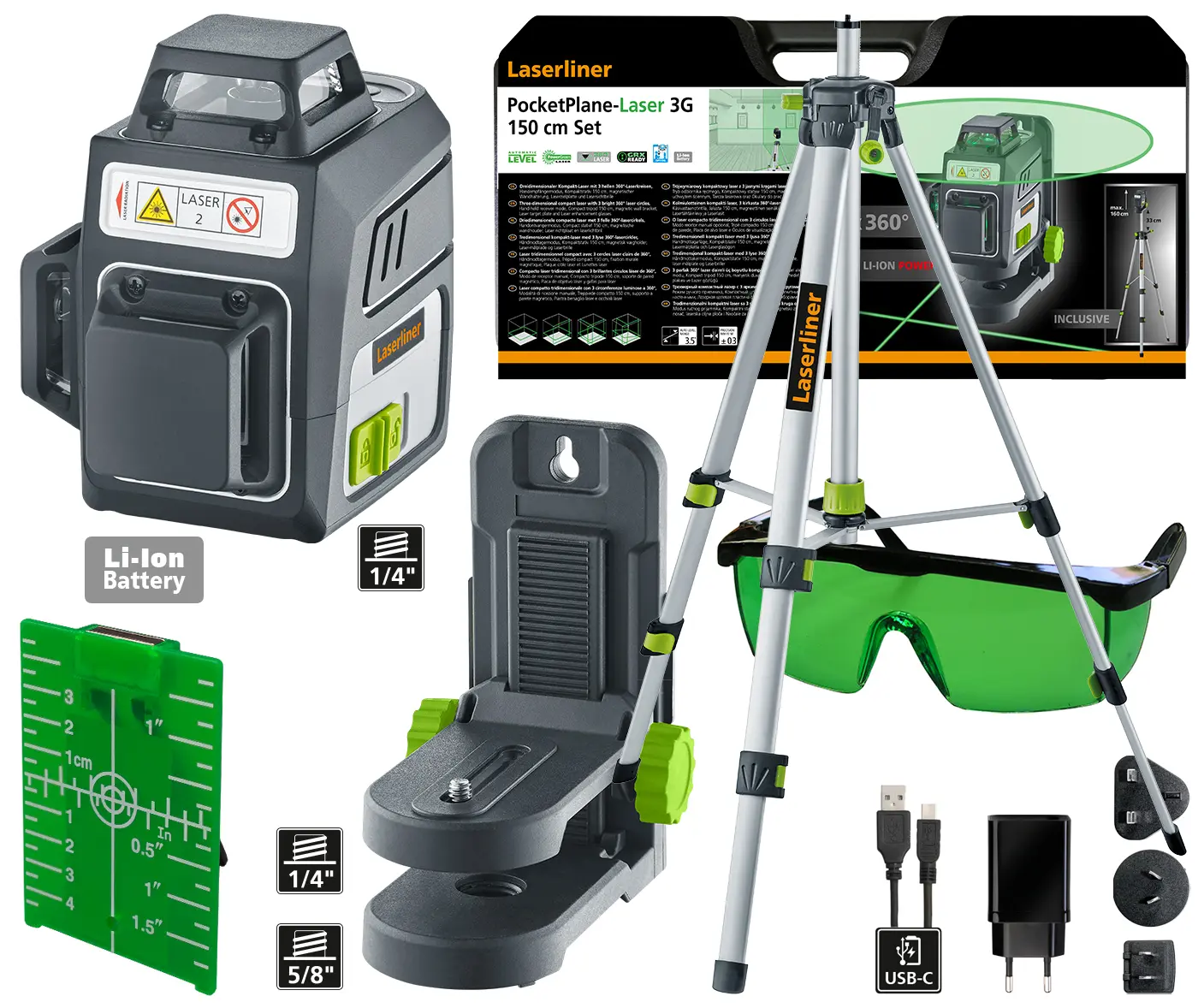 Produktfoto 1 von Laserliner 036.703A Lasernivelliergerät 515 nm ±0.3 mm/m Laserfarbe Grün 3, Klasse 2