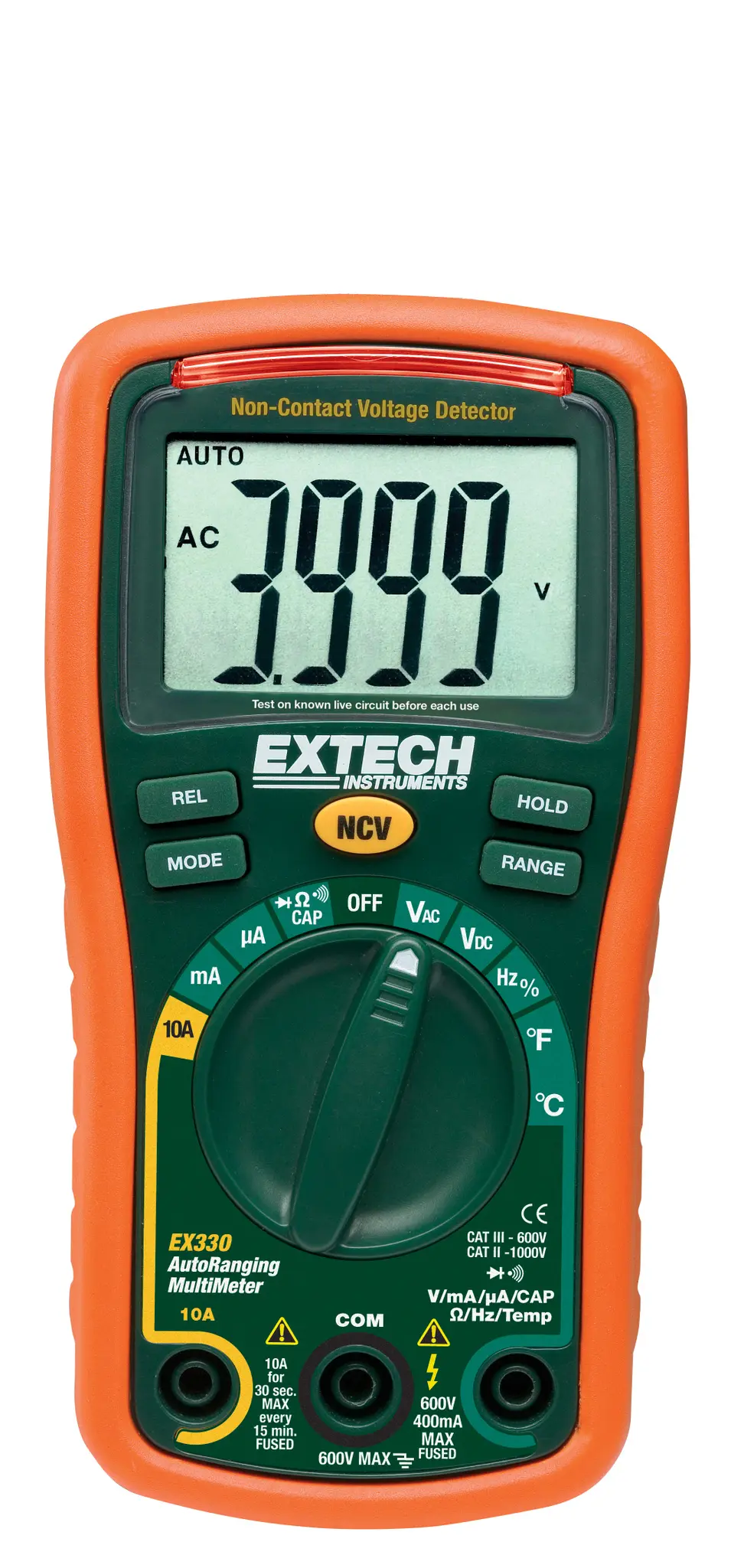 Produktfoto 1 von Extech EX330 EX300 Manuelle Bereichswahl, Automatische Bereichswahl LCD Multimeter Echteffektivwert, Negativ, Dauer 600