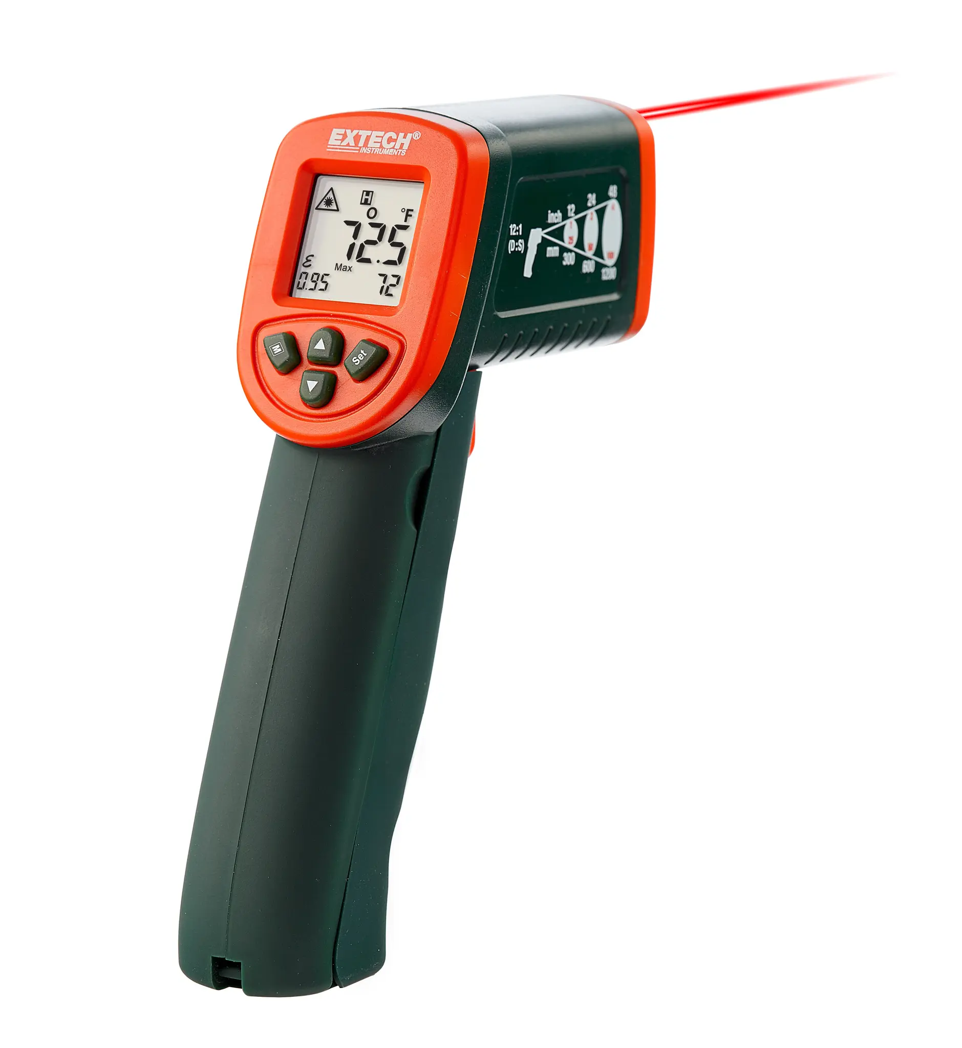 Produktfoto 1 von Extech IR267 IR-Thermometer, -20 °C 12:1, bis 1000 °C, ±4/2 °C/°F, °C, F
