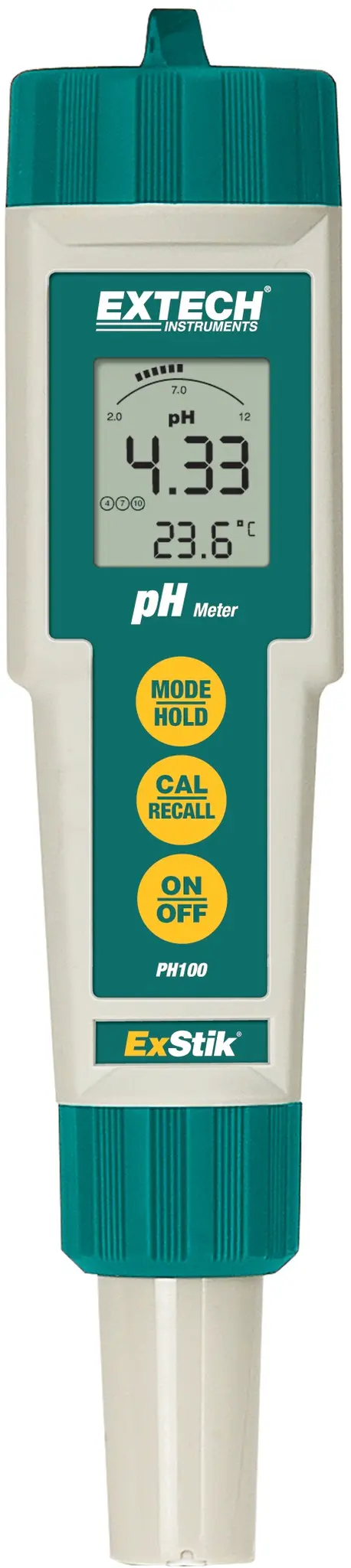 Produktfoto 1 von Extech PH100 Batterie pH Messgerät, ±0.01 pH max., 0.01 pH, 14 pH max., 90 °C max