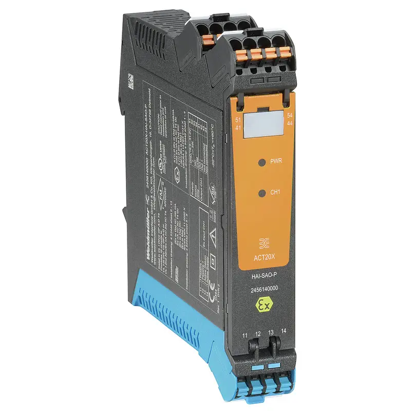 Produktfoto 1 von Weidmüller Serie ACT20X Signalkonverter 31.2 V dc, Frequenz / Relais DIN-Hutschiene, IECEx, ATEX