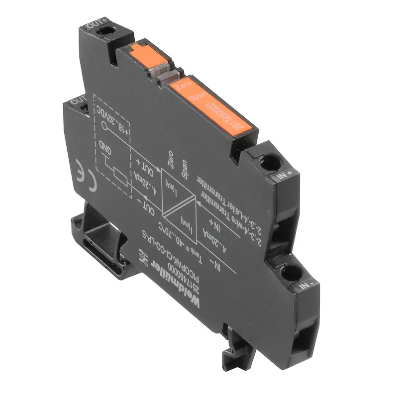Produktfoto 1 von Weidmüller Serie PICOPAK Signalkonverter 32 V, Strom 4 to 20 mA EIN / Strom 4 to 20 mA AUS DIN-Hutschiene, ATEX, IECEx