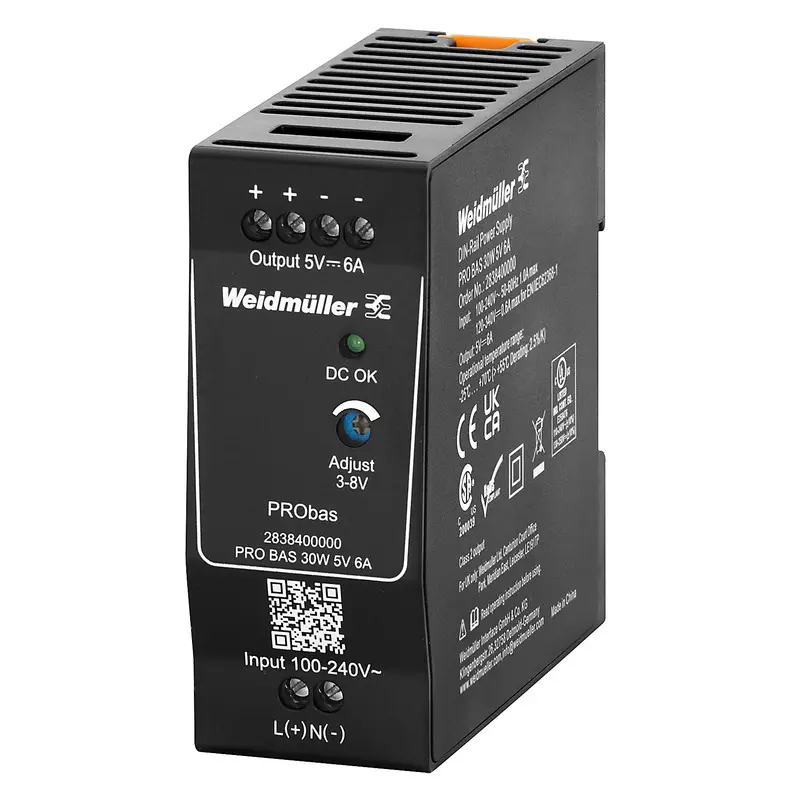 Produktfoto 1 von Weidmüller PRO BAS DIN-Schienen Netzteil DIN-Schienen Netzteil 5V dc / 6A 30W 264V ac