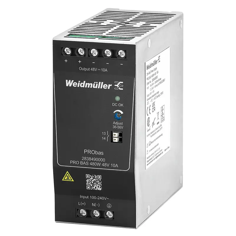 Produktfoto 1 von Weidmüller PRO BAS DIN-Schienen Netzteil DIN-Schienen Netzteil 48V dc / 10A 480W 264V ac