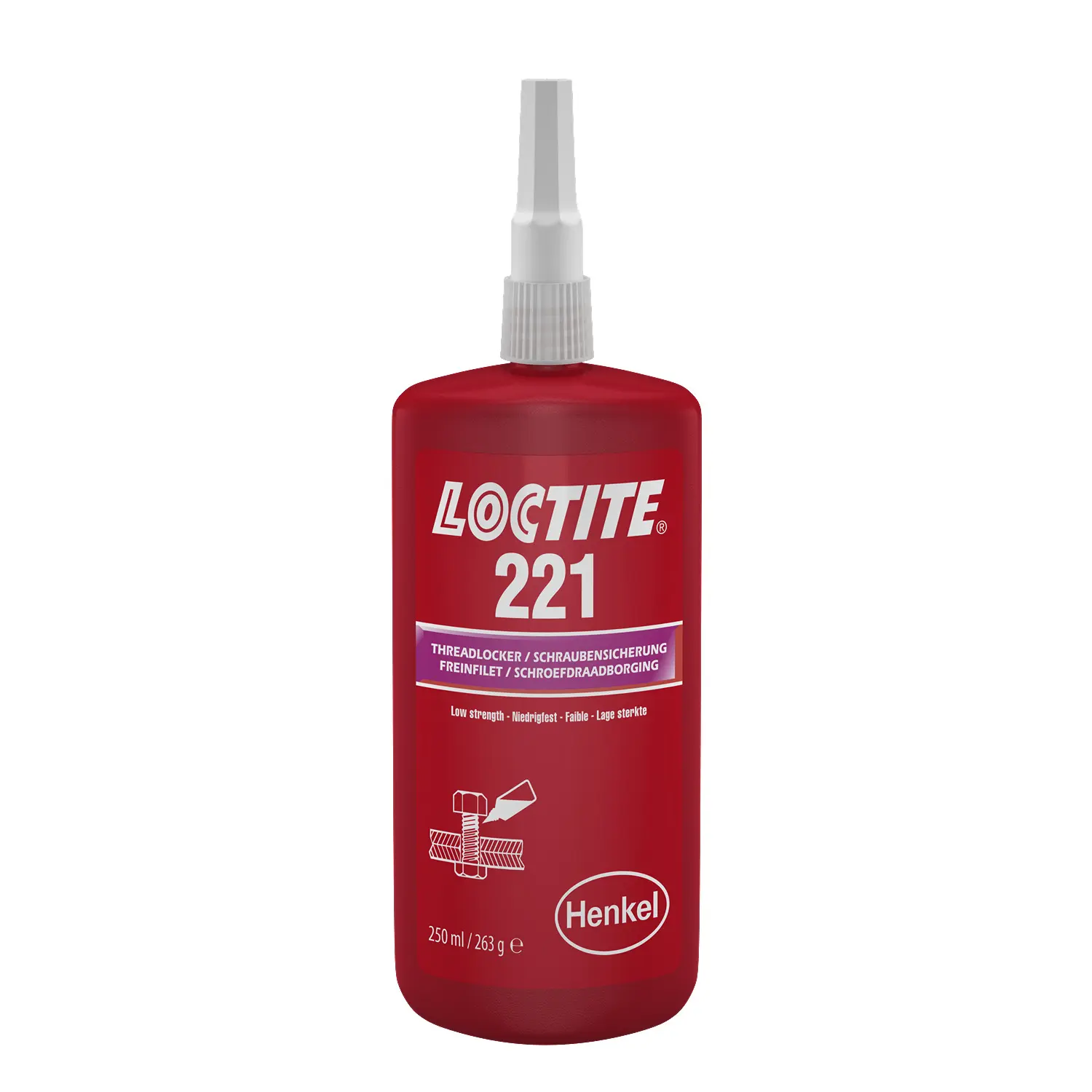 Produktfoto 1 von Loctite 221 Schraubensicherung Lila 250 ML, schwach aushärtend in 24 Std.