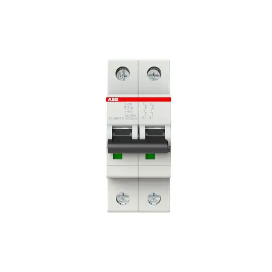 Produktfoto 1 von ABB S202 Schutzschalter Typ Z, Pol 2-polig 6 A 440 V ac, Abschaltvermögen 20 kA S200 125 V dc