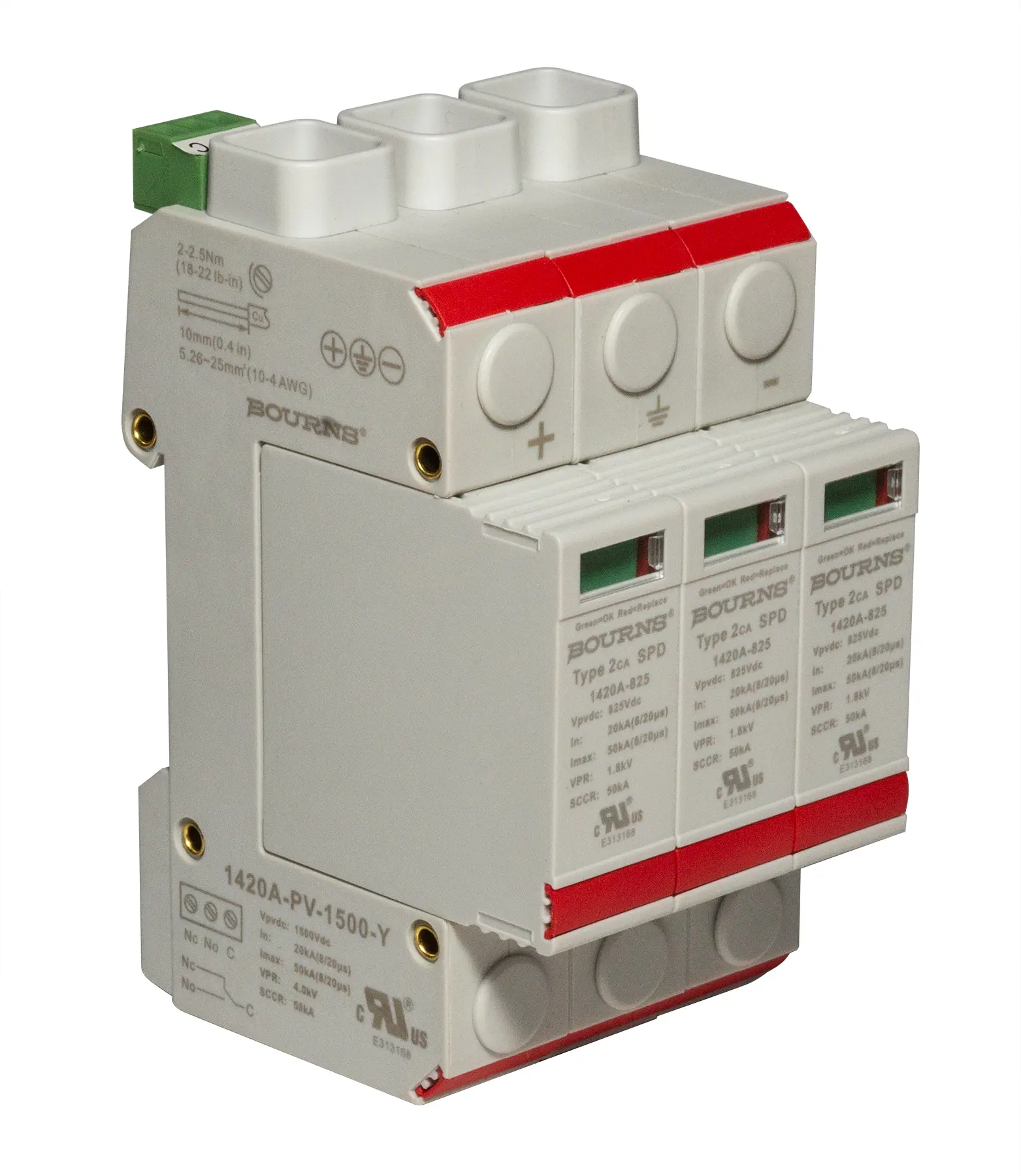 Produktfoto 1 von Bourns, Überspannungsschutz, 4 kV 50 kA DIN-Hutschiene 1420A