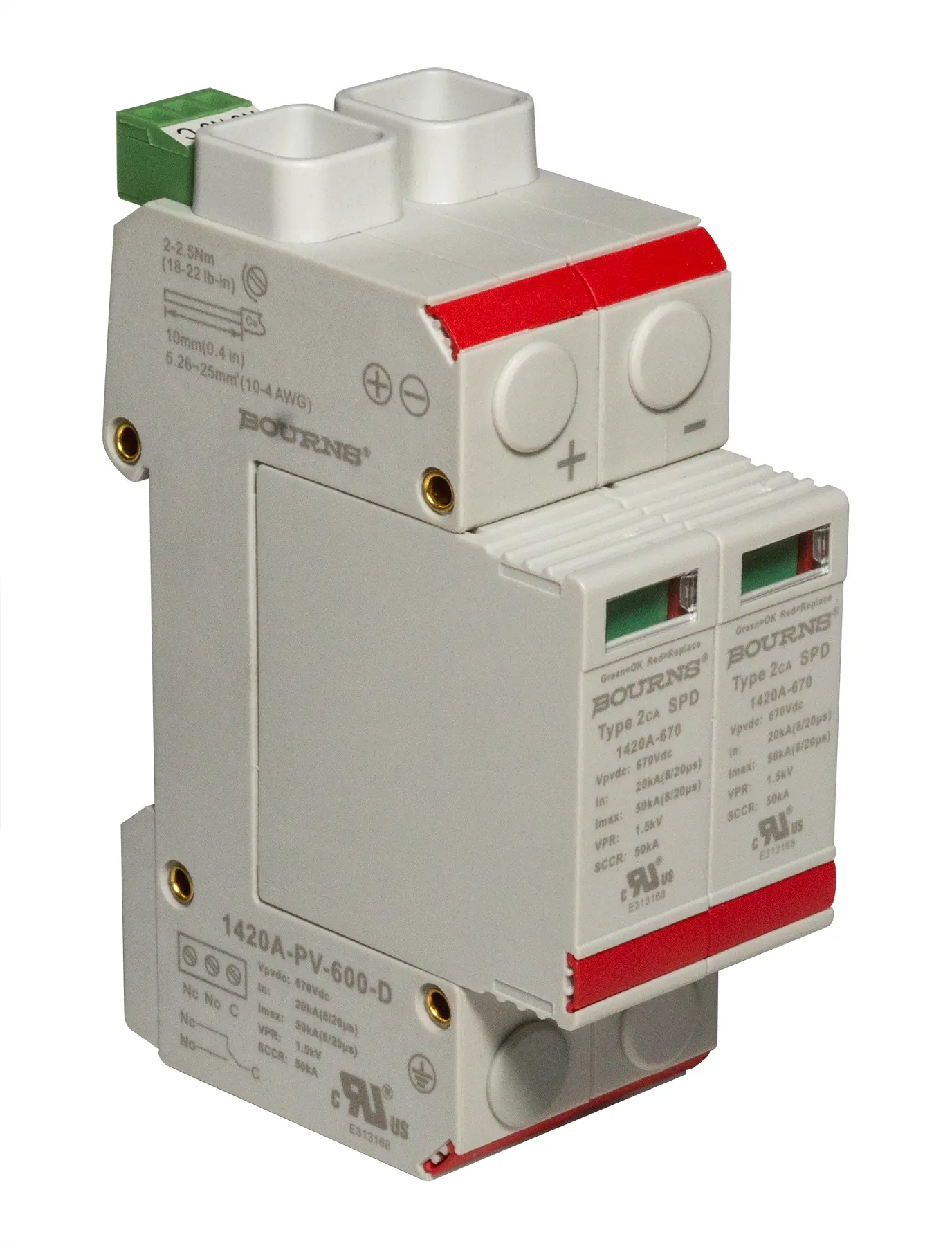 Bourns, Überspannungsschutz, 1.5 kV 50 kA DIN-Hutschiene 1420A