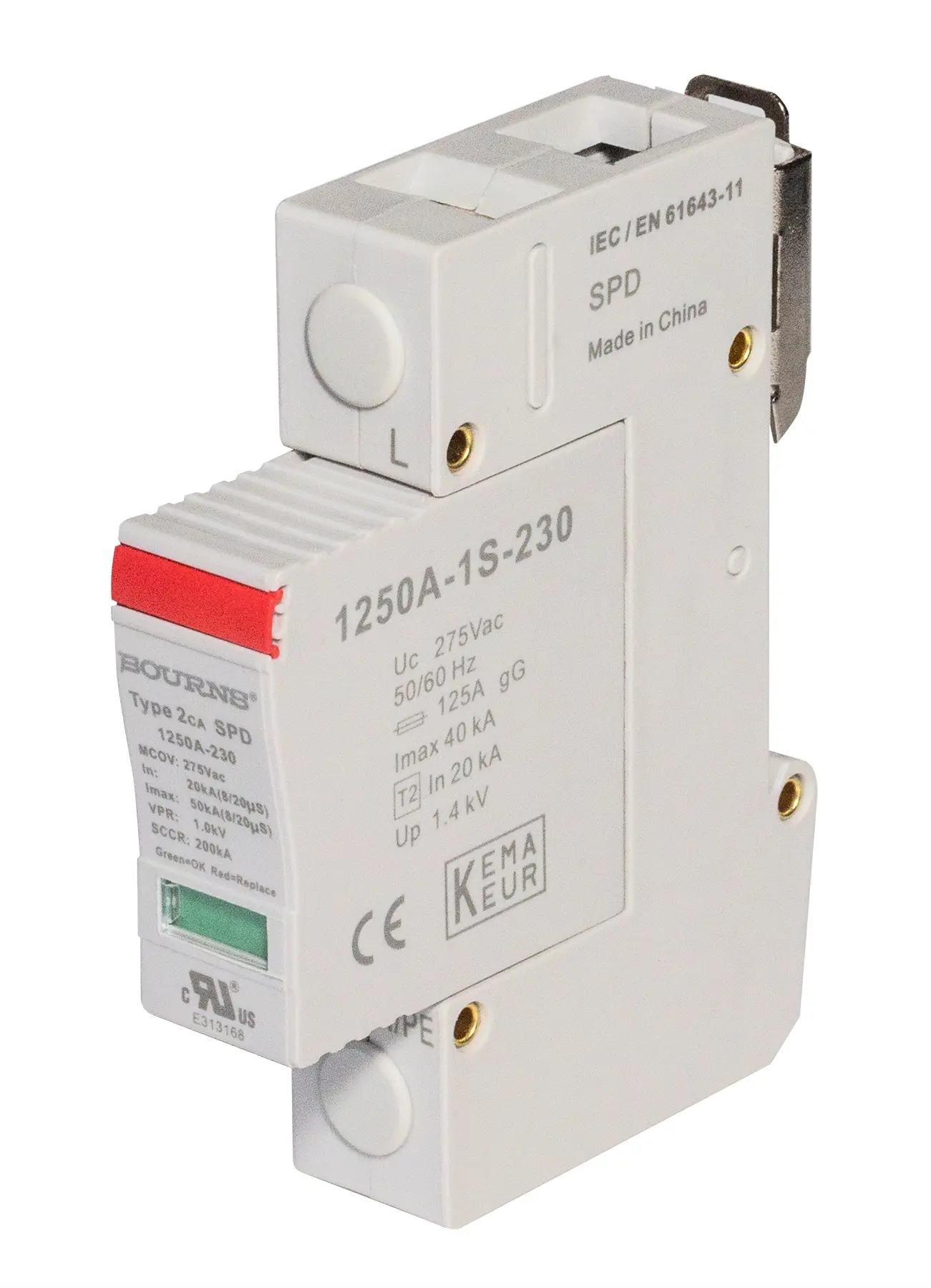 Bourns, Überspannungsschutz, 1, 3-phasig, 1 kV 50 kA DIN-Hutschiene 1250A