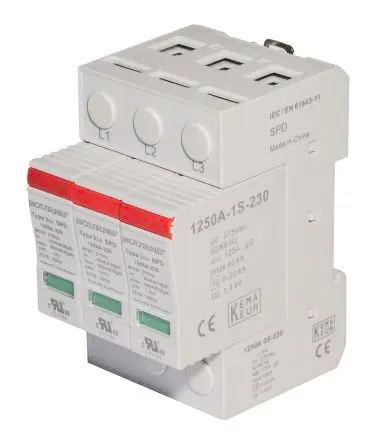 Produktfoto 1 von Bourns, Überspannungsschutz, 1, 3-phasig, 1 kV 50 kA DIN-Hutschiene 1250A