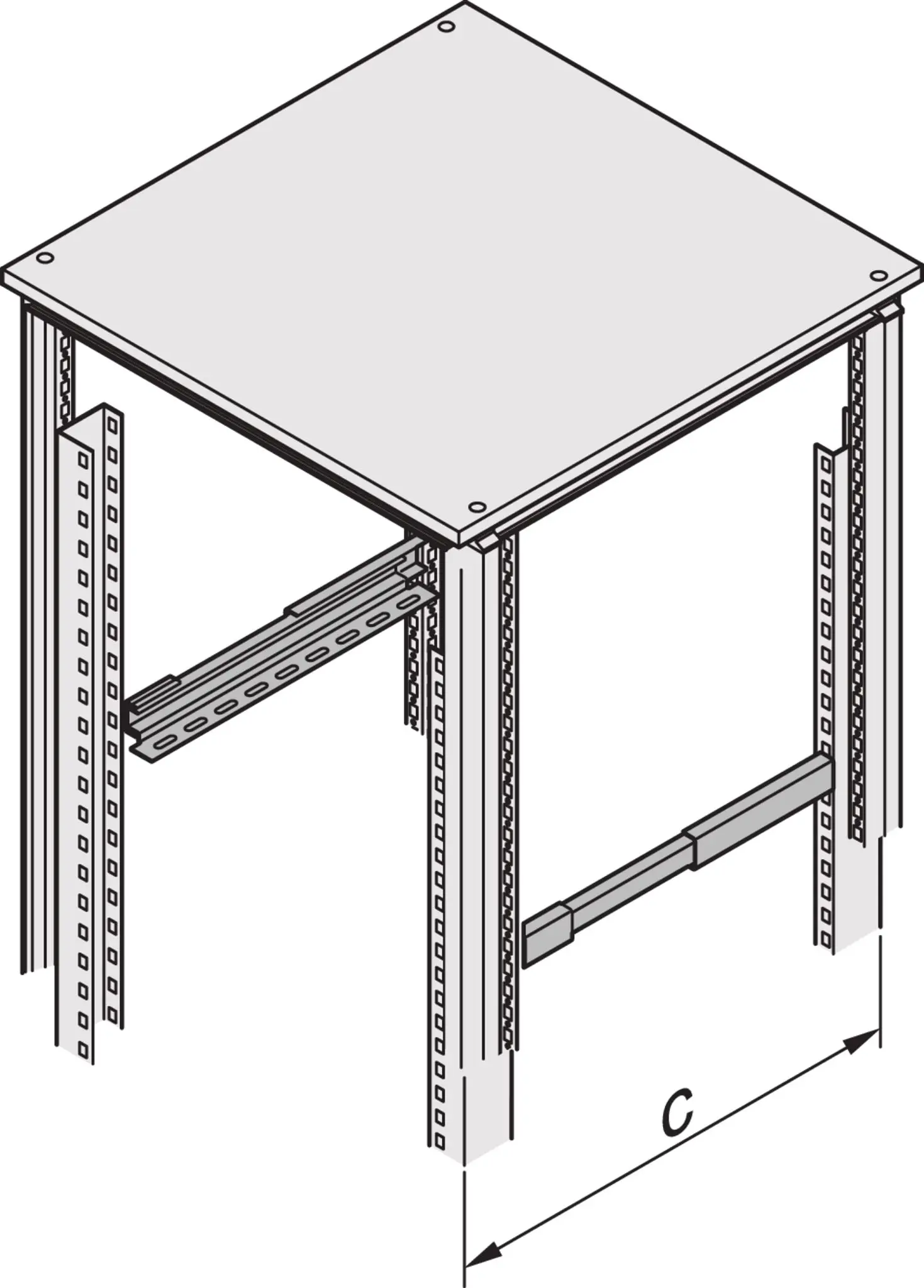 Produktfoto 1 von nVent SCHROFF 28127 Gehäuseprofil B. 560 mm L. 560 mm Stahl