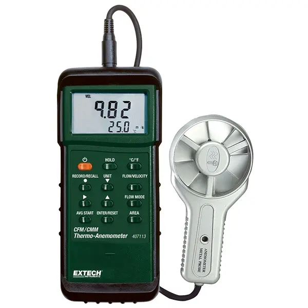 Produktfoto 1 von Extech 407113 Anemometer 80 °C max.Temp. 35 m/s, 0.01 m/s, Luftgeschwindigkeit, Typ Flügelrad