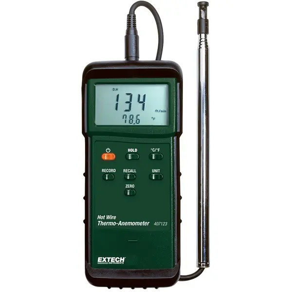 Produktfoto 1 von Extech 407123 Anemometer 20 m/s, 0.1 m/s, Luftgeschwindigkeit, Typ Teleskop Flügelrad