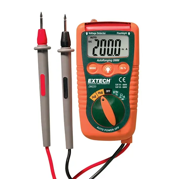 Produktfoto 1 von Extech DM220 Digital LCD Multimeter Echteffektivwert, Dauer, Negativ 600 V ac / 200 mA 200 mA, 40 mΩ